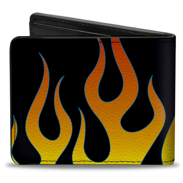 Buckle Down Bi-Fold Wallet - Flames Black Yellow Orange