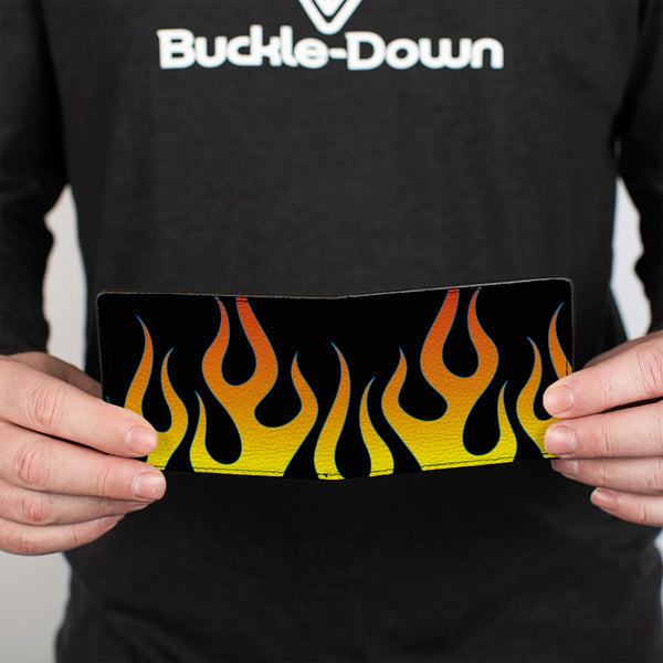 Buckle Down Bi-Fold Wallet - Flames Black Yellow Orange