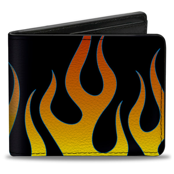 buckle down Bi-Fold Wallet - Flames Black Yellow Orange