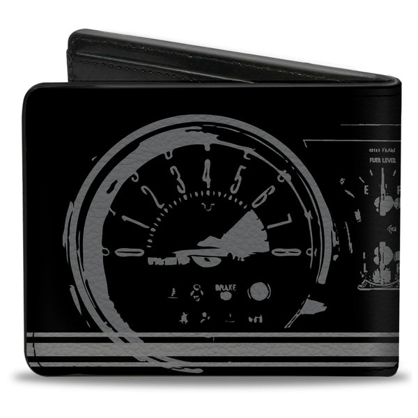 Buckle Down Bi-Fold Wallet - Ford Mustang 1965 Control Panel Black Silver Red