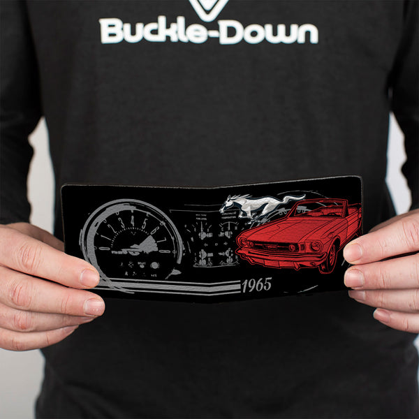 Buckle Down Bi-Fold Wallet - Ford Mustang 1965 Control Panel Black Silver Red