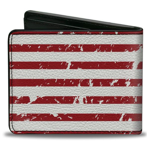 Buckle Down Bi-Fold Wallet - FORD Script Americana Flag Weathered White Red Blue