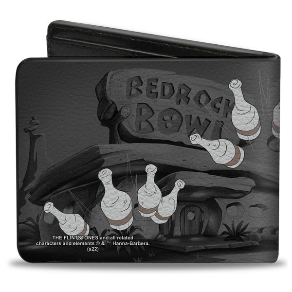 Buckle Down Bi-Fold Wallet - Fred Bowling Pose + BEDROCK BOWL Bowling Pins Black Grays