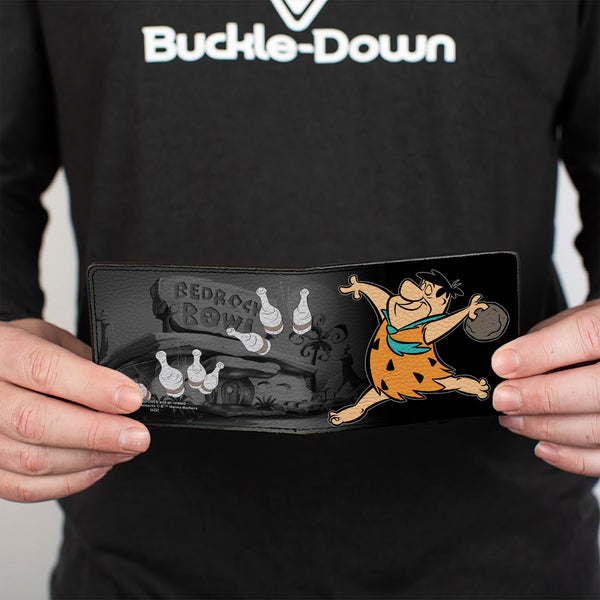 Buckle Down Bi-Fold Wallet - Fred Bowling Pose + BEDROCK BOWL Bowling Pins Black Grays