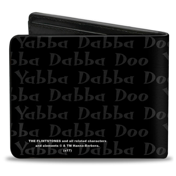 Buckle Down Bi-Fold Wallet - Fred YABBA DABBA DOO Pose2 Black Gray