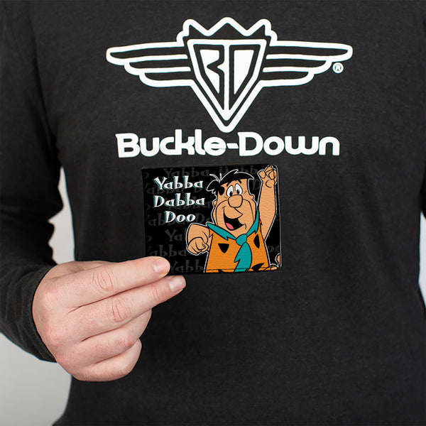 Buckle Down Bi-Fold Wallet - Fred YABBA DABBA DOO Pose2 Black Gray