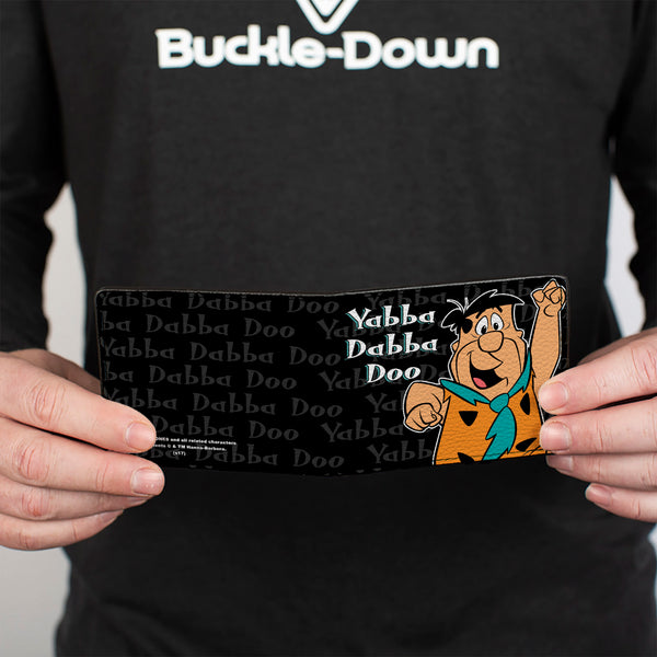 Buckle Down Bi-Fold Wallet - Fred YABBA DABBA DOO Pose2 Black Gray