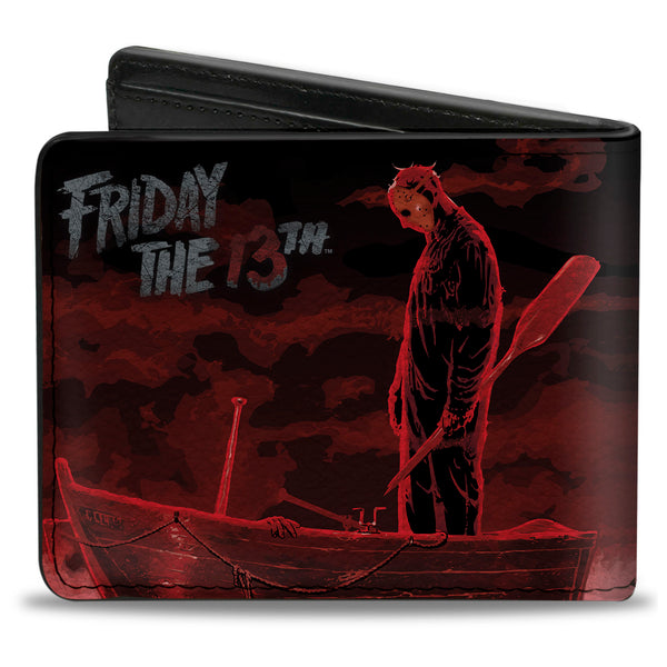 Buckle Down Bi-Fold Wallet - FRIDAY THE 13th Jason Boat Murder Black Reds White