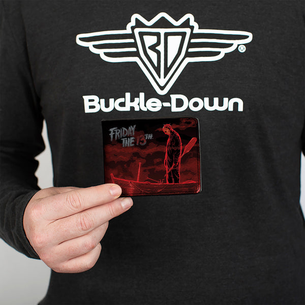Buckle Down Bi-Fold Wallet - FRIDAY THE 13th Jason Boat Murder Black Reds White