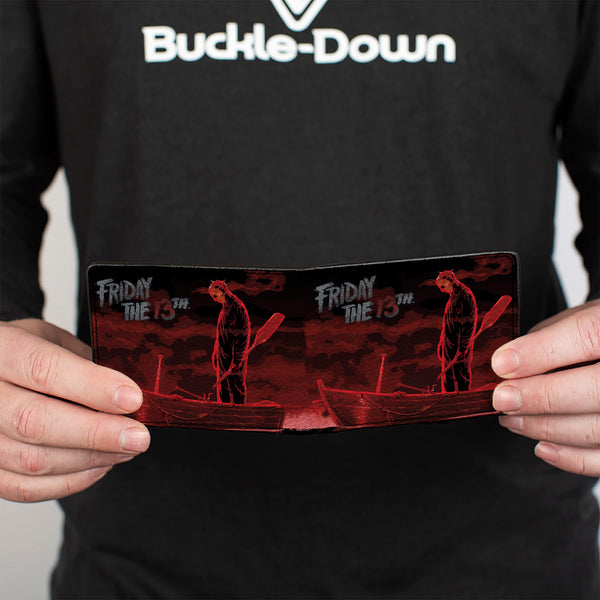Buckle Down Bi-Fold Wallet - FRIDAY THE 13th Jason Boat Murder Black Reds White