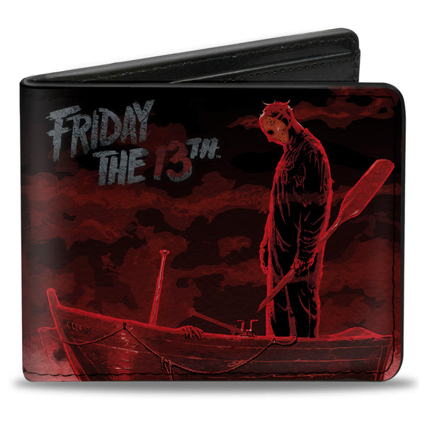 buckle down Bi-Fold Wallet - FRIDAY THE 13th Jason Boat Murder Black Reds White