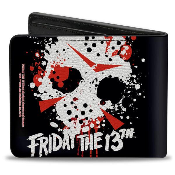 Buckle Down Bi-Fold Wallet - FRIDAY THE 13th Jason Mask 5 Splatter Black White Red