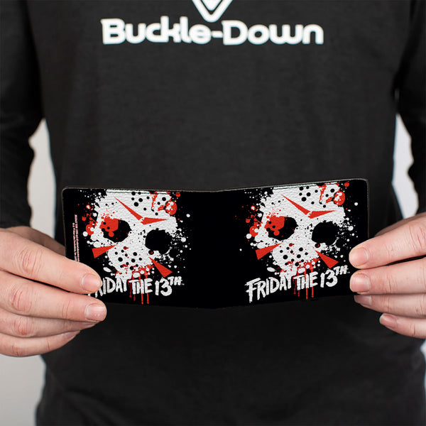 Buckle Down Bi-Fold Wallet - FRIDAY THE 13th Jason Mask 5 Splatter Black White Red