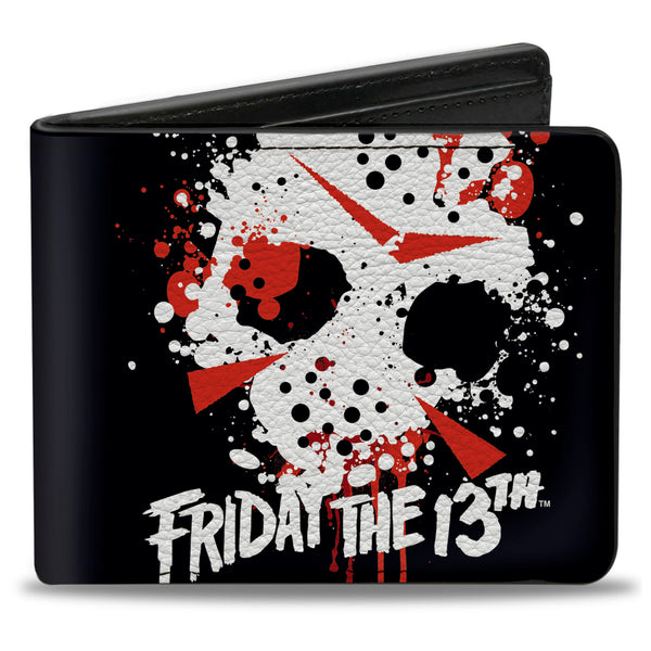 buckle down Bi-Fold Wallet - FRIDAY THE 13th Jason Mask 5 Splatter Black White Red