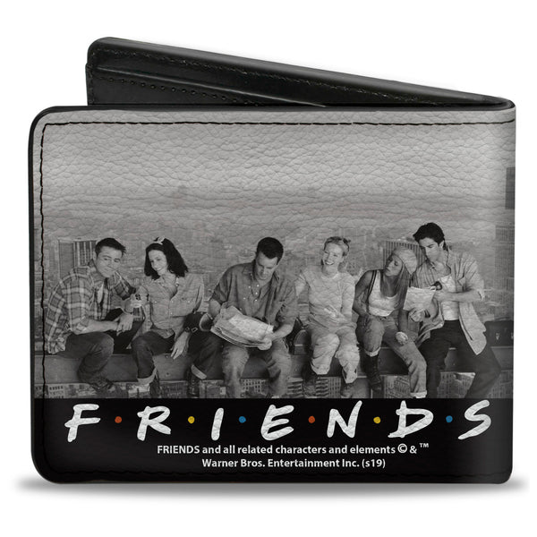 Buckle Down Bi-Fold Wallet - FRIENDS 6-Character Lunch On A Skyscraper Vivid Grays Black White Multi Color