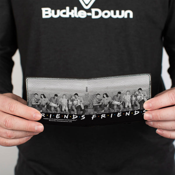 Buckle Down Bi-Fold Wallet - FRIENDS 6-Character Lunch On A Skyscraper Vivid Grays Black White Multi Color