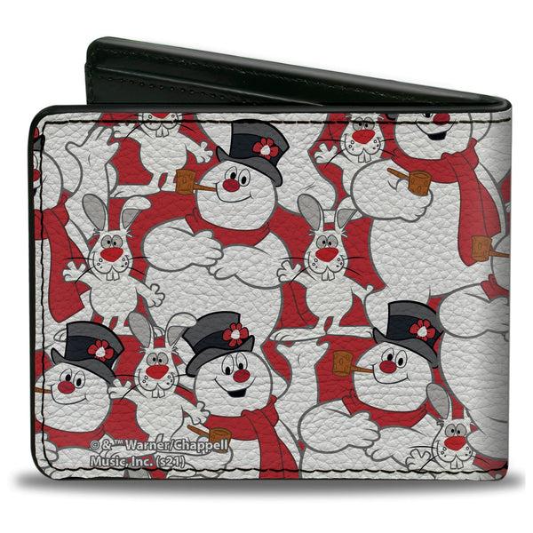 Buckle Down Bi-Fold Wallet - Frosty The Snowman And Hocus Pocus Bunny Poses Stacked Red