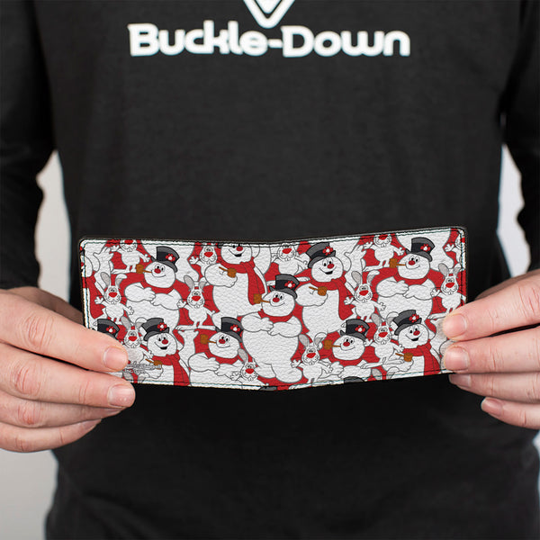 Buckle Down Bi-Fold Wallet - Frosty The Snowman And Hocus Pocus Bunny Poses Stacked Red