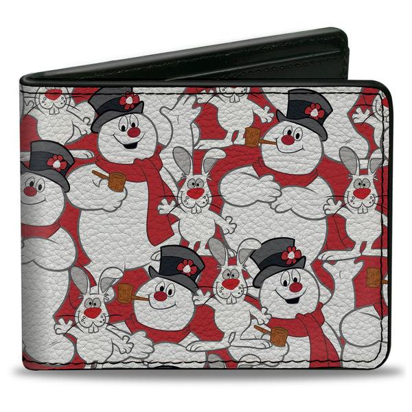buckle down Bi-Fold Wallet - Frosty the Snowman and Hocus Pocus Bunny Poses Stacked Red
