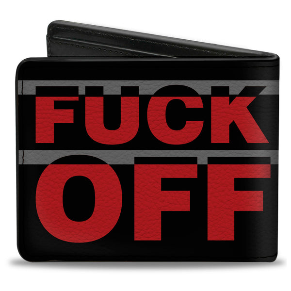 Buckle Down Bi-Fold Wallet - FUCK OFF Stripe Black Gray Red
