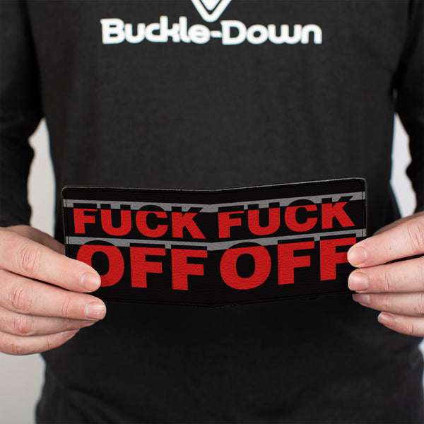 Buckle Down Bi-Fold Wallet - FUCK OFF Stripe Black Gray Red