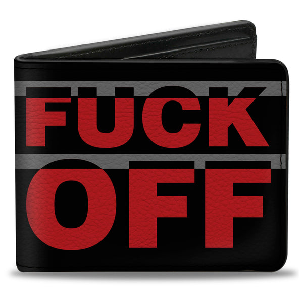 buckle down Bi-Fold Wallet - FUCK OFF Stripe Black Gray Red