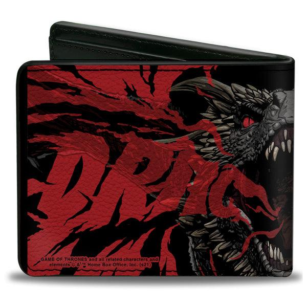 Buckle Down Bi-Fold Wallet - Game Of Thrones DRACARYS Dragon Fire Black/Reds