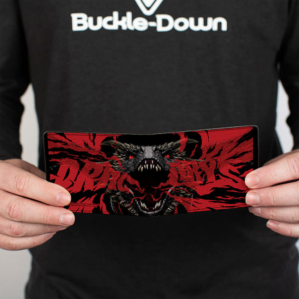 Buckle Down Bi-Fold Wallet - Game Of Thrones DRACARYS Dragon Fire Black/Reds