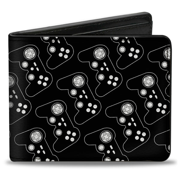 buckle down Bi-Fold Wallet - Gaming Controller Repeat Black White