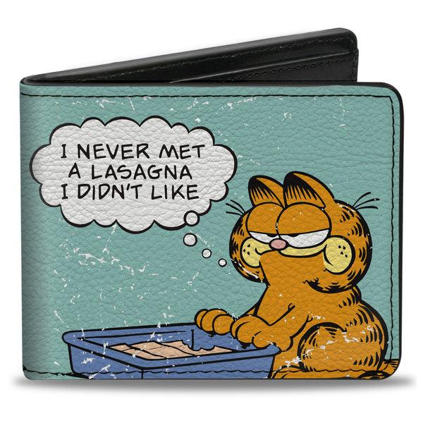 buckle down Bi-Fold Wallet - Garfield NEVER MET A LASAGNA Pose Light Blue