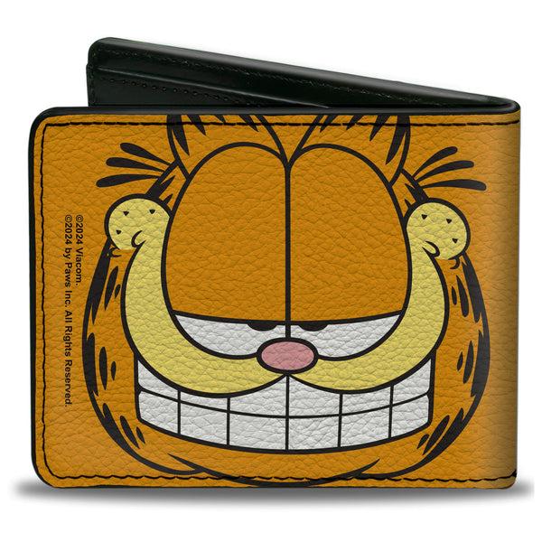Buckle Down Bi-Fold Wallet - Garfield Smiling Face Character Close-Up Orange