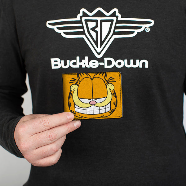 Buckle Down Bi-Fold Wallet - Garfield Smiling Face Character Close-Up Orange