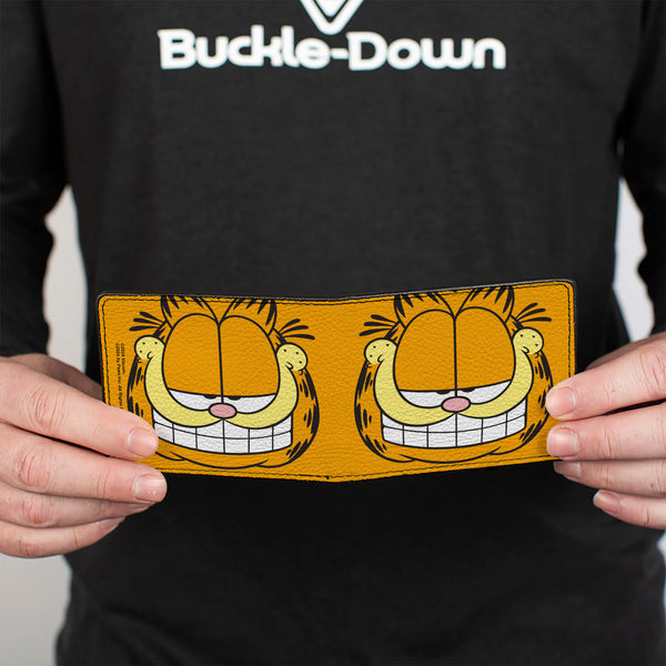Buckle Down Bi-Fold Wallet - Garfield Smiling Face Character Close-Up Orange
