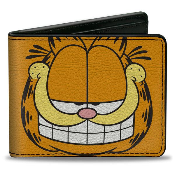 buckle down Bi-Fold Wallet - Garfield Smiling Face Character Close-Up Orange