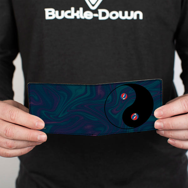 Buckle Down Bi-Fold Wallet - Grateful Dead Space Your Face Yin Yang Swirl Blues Purples Black