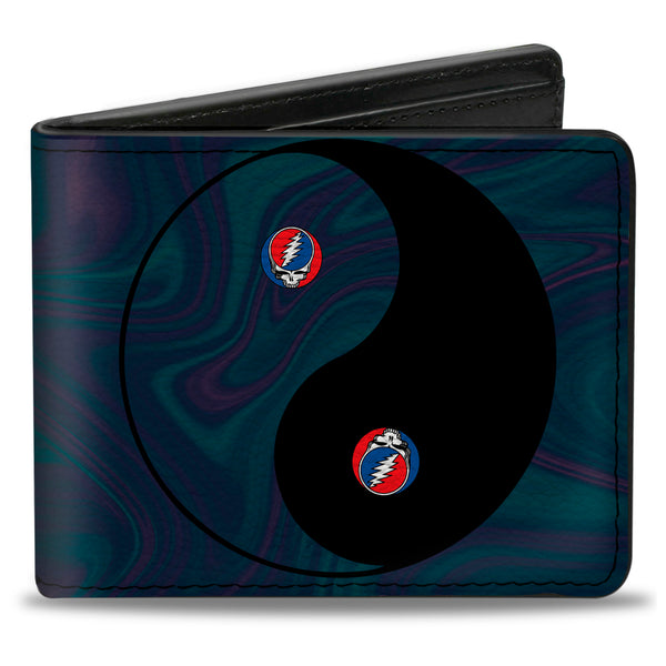 buckle down Bi-Fold Wallet - Grateful Dead Space Your Face Yin Yang Swirl Blues Purples Black