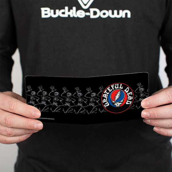 Buckle Down Bi-Fold Wallet - GRATEFUL DEAD Steal Your Face Logo Dancing Skeletons Black Gray Red White Blue