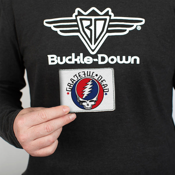Buckle Down Bi-Fold Wallet - GRATEFUL DEAD Steal Your Face Logo Centered + Stacked