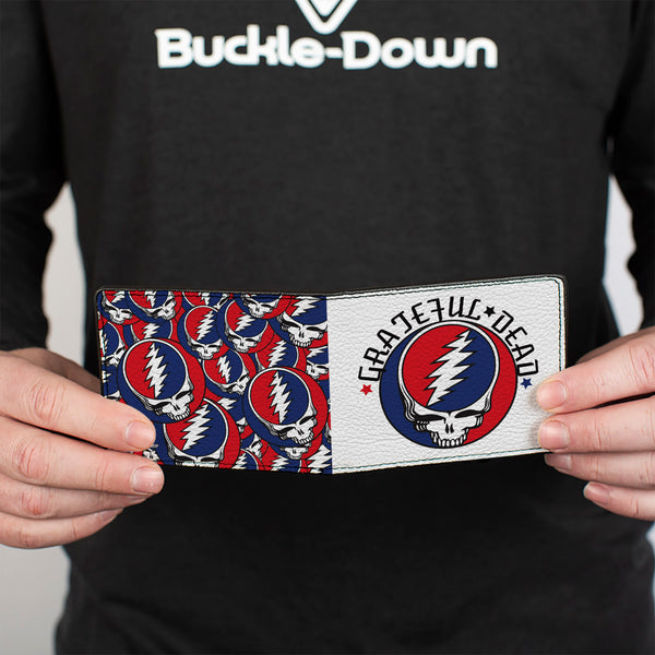 Buckle Down Bi-Fold Wallet - GRATEFUL DEAD Steal Your Face Logo Centered + Stacked