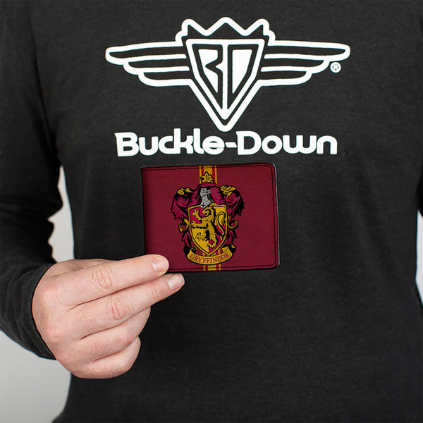 Buckle Down Bi-Fold Wallet - GRYFFINDOR Crest Vertical Stripe Burgundy Gold