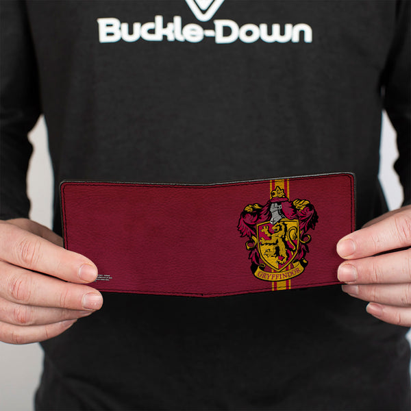 Buckle Down Bi-Fold Wallet - GRYFFINDOR Crest Vertical Stripe Burgundy Gold