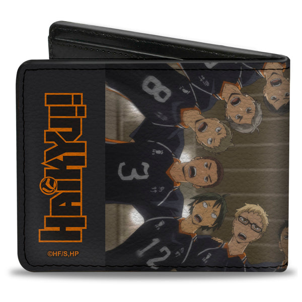 Buckle Down Bi-Fold Wallet - HAIKYU Karasuno High Huddle Player Pose Black
