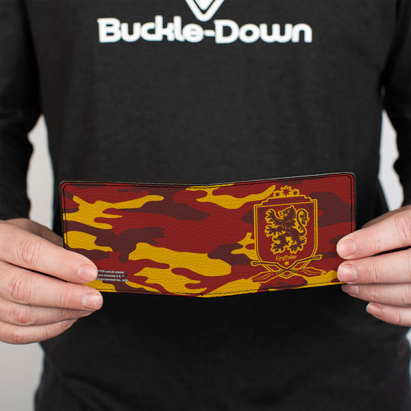 Buckle Down Bi-Fold Wallet - Harry Potter Gryffindor Crest Camo Gold Reds