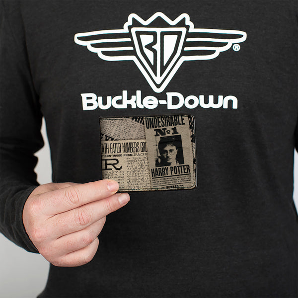 Buckle Down Bi-Fold Wallet - Harry Potter Headlines UNDESIRABLE NO 1 White Black