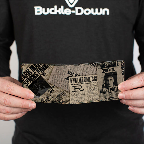 Buckle Down Bi-Fold Wallet - Harry Potter Headlines UNDESIRABLE NO 1 White Black