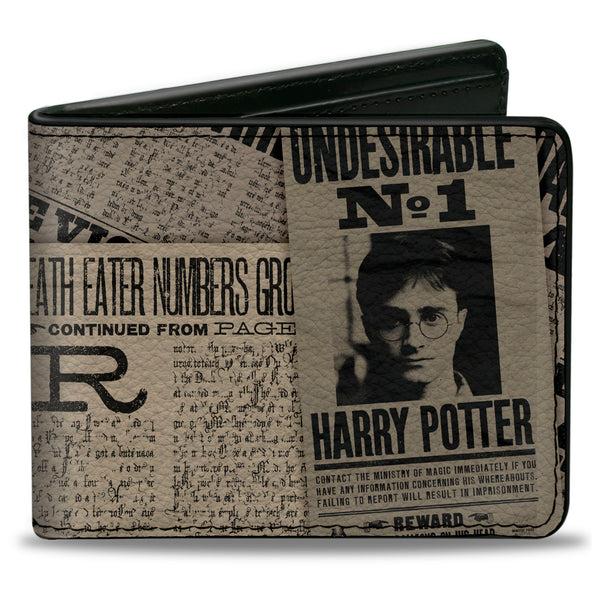 buckle down Bi-Fold Wallet - Harry Potter Headlines UNDESIRABLE NO 1 White Black