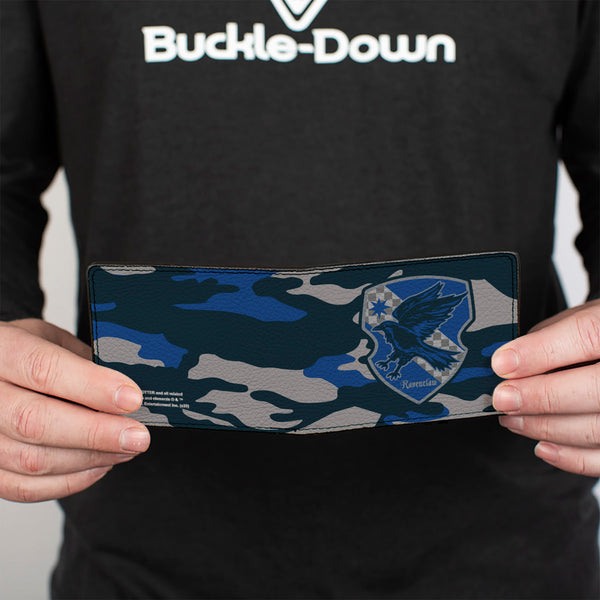 Buckle Down Bi-Fold Wallet - Harry Potter Ravenclaw Crest Camo Blues Grays