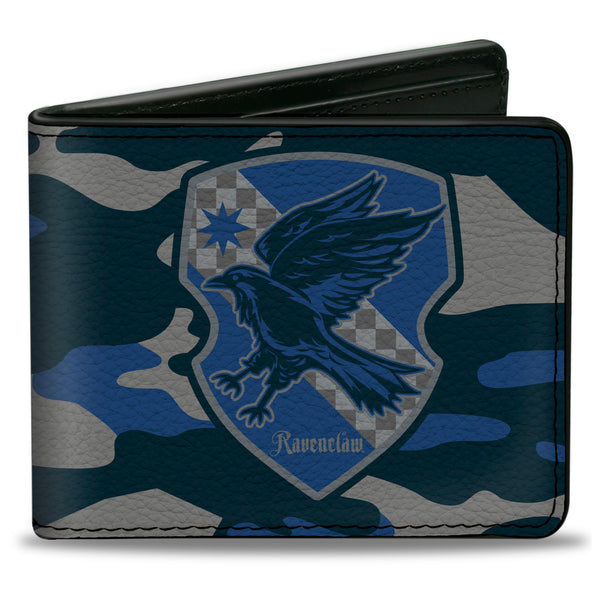 buckle down Bi-Fold Wallet - Harry Potter Ravenclaw Crest Camo Blues Grays