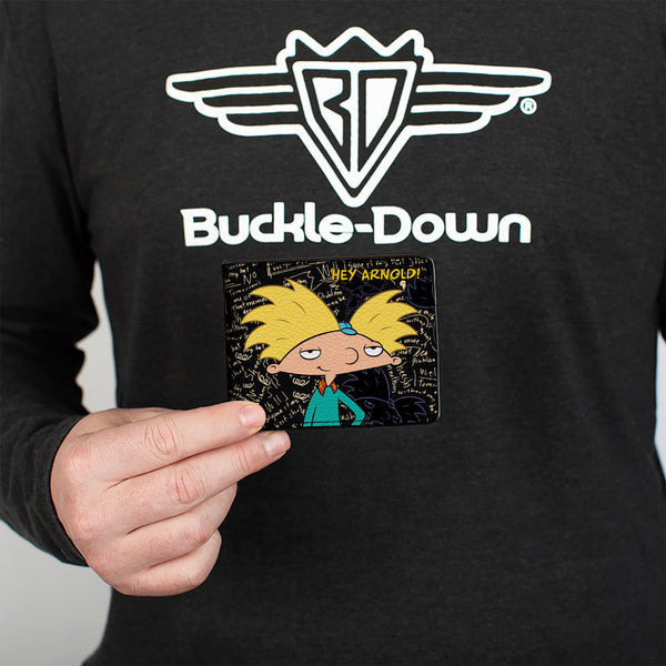 Buckle Down Bi-Fold Wallet - HEY ARNOLD Arnold Pose Chalkboard Scribbles