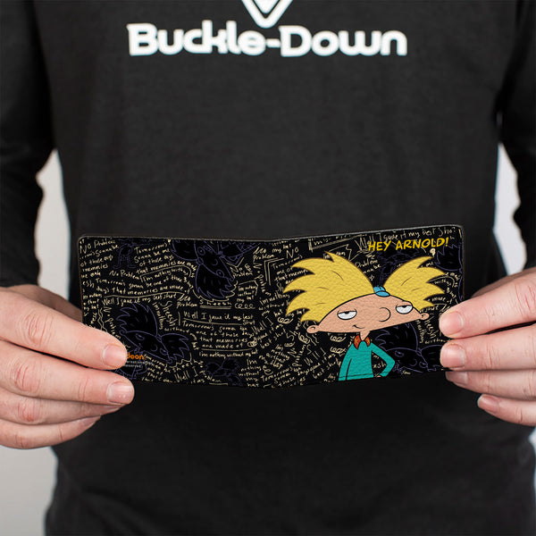 Buckle Down Bi-Fold Wallet - HEY ARNOLD Arnold Pose Chalkboard Scribbles